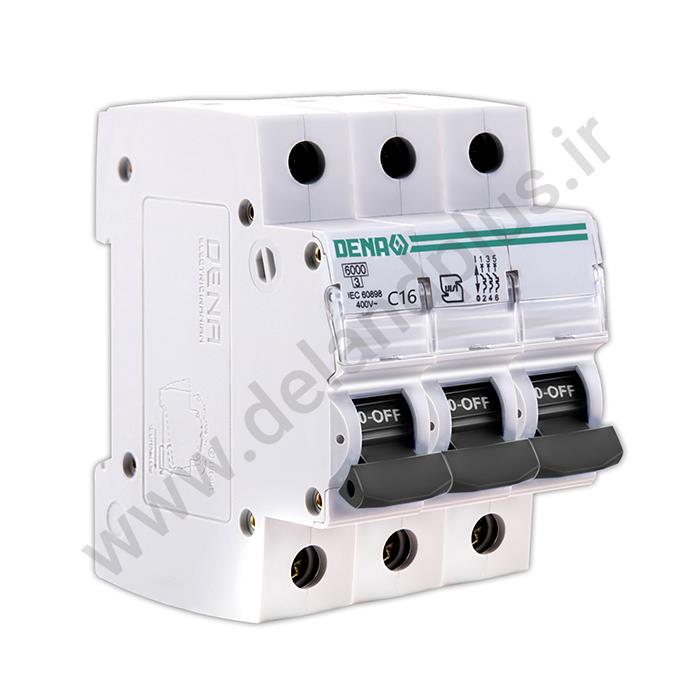 فیوز مینیاتوری سه پل 16 آمپر دناالکتریک مدل C16-6KA